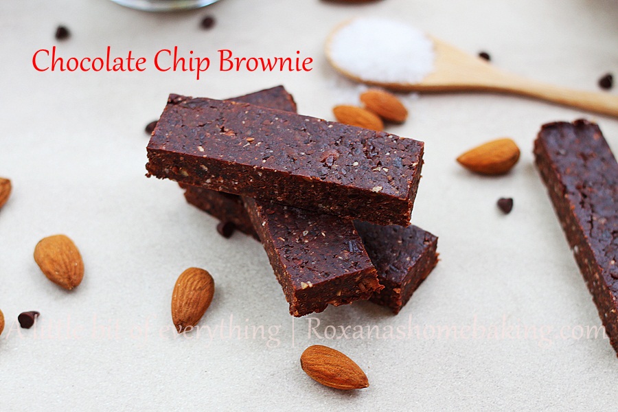 Homemade Chocolate Chip Brownie Energy Bars 