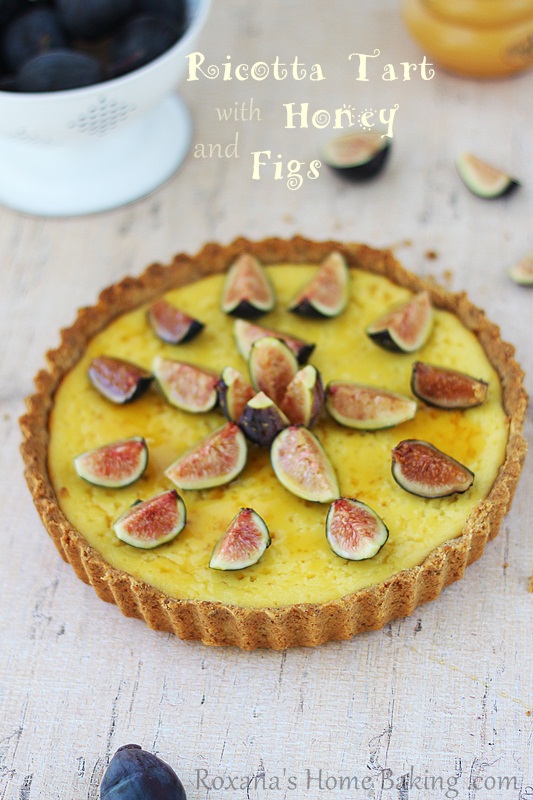 A creamy, sweet ricotta tart brushed with honey and decorated with flagrant fresh figs. Recipe from roxanashomebaking.com