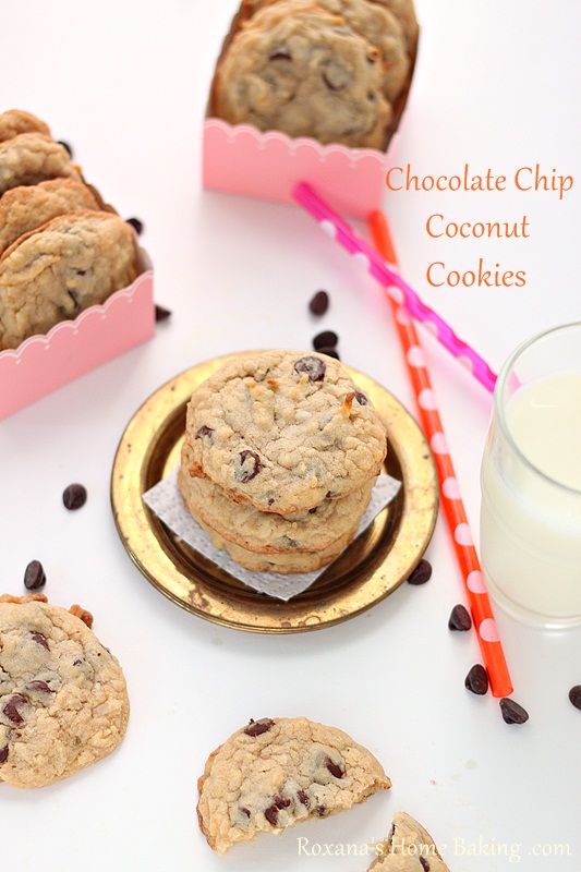 chocolate chip coconut cookies | Roxanashomebaking.com