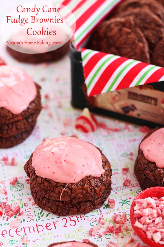 Candy cane fudge brownie cookies from Roxanashomebaking.com 