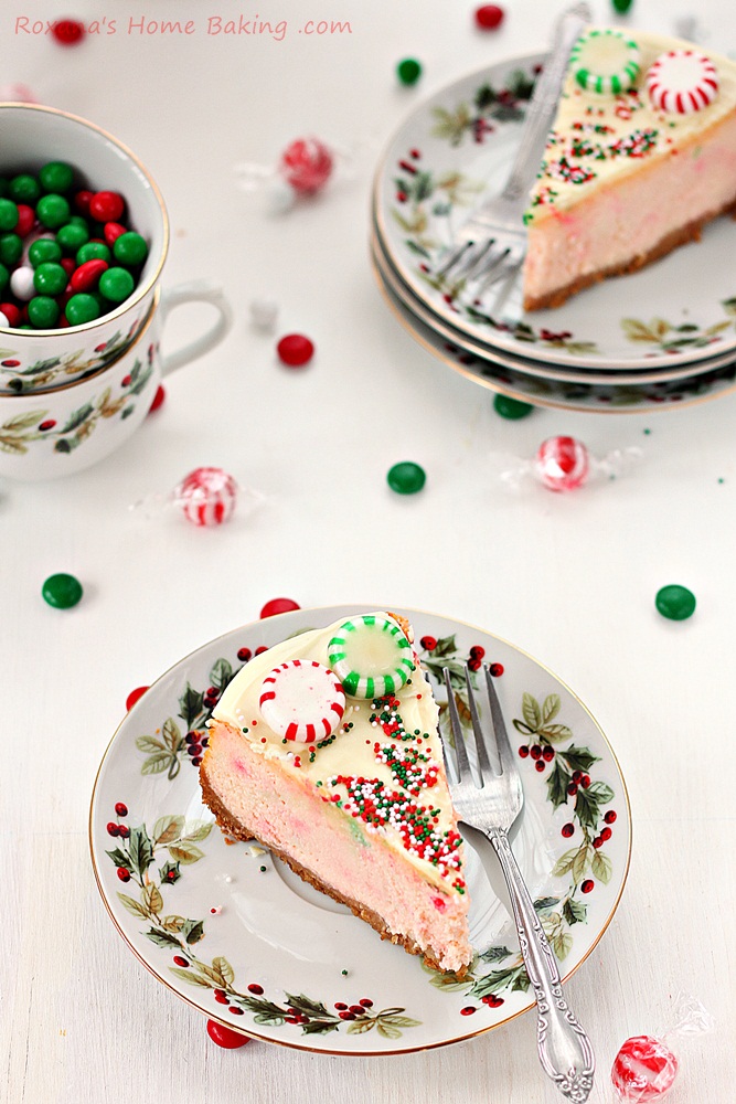 Christmas peppermint candy ricotta cheesecake