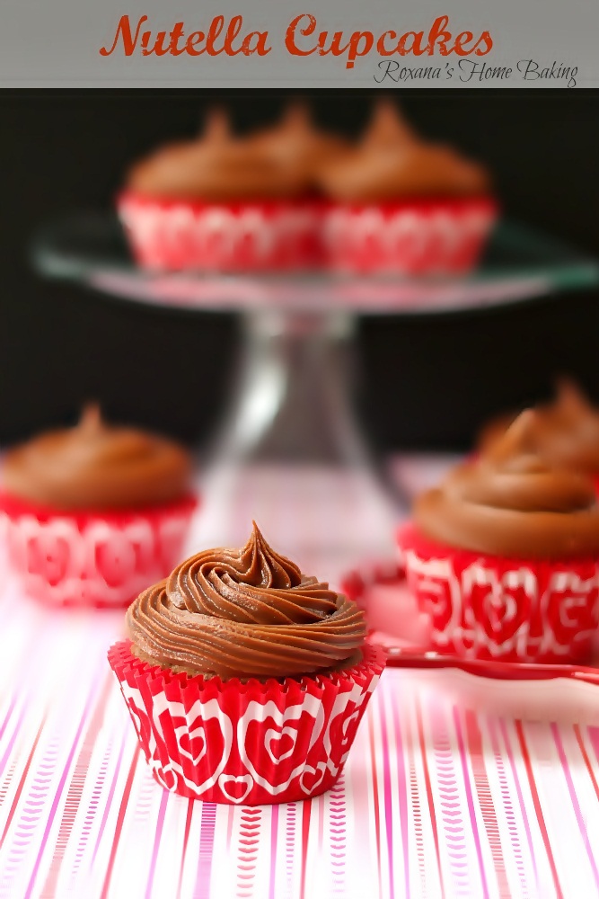 Nutella cupcakes with Nutella frosting from Roxanashomebaking.com Moist, tender, sweet cupcakes with lots of Nutella flavor topped with a smooth, creamy, sweet Nutella frosting