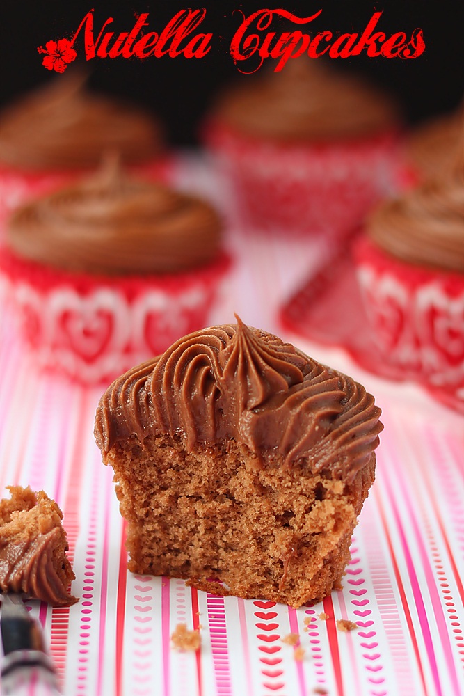 Nutella cupcakes with Nutella frosting from Roxanashomebaking.com Moist, tender, sweet cupcakes with lots of Nutella flavor topped with a smooth, creamy, sweet Nutella frosting