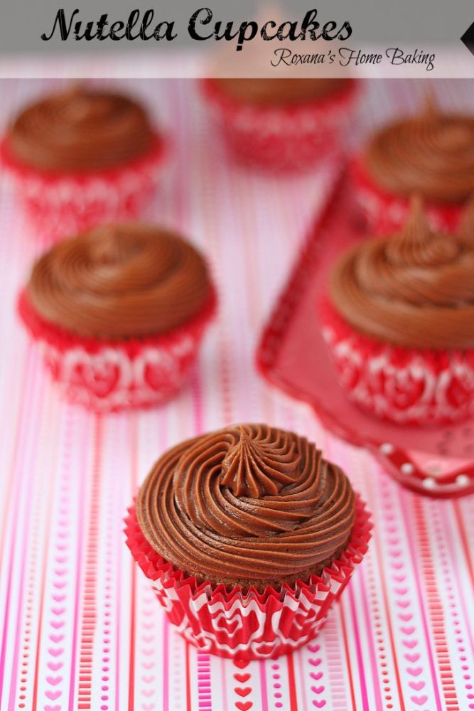 Nutella cupcakes with Nutella frosting from Roxanashomebaking.com Moist, tender, sweet cupcakes with lots of Nutella flavor topped with a smooth, creamy, sweet Nutella frosting