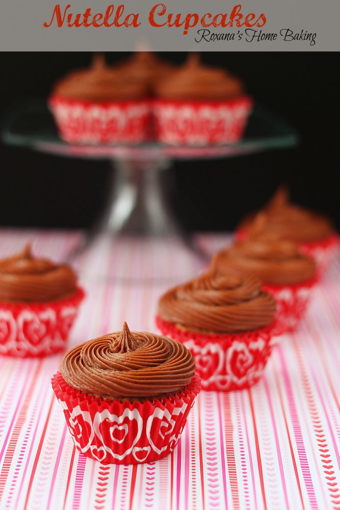 Nutella cupcakes with Nutella frosting from Roxanashomebaking.com Moist, tender, sweet cupcakes with lots of Nutella flavor topped with a smooth, creamy, sweet Nutella frosting