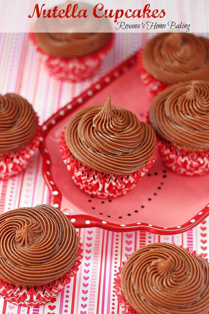 Nutella cupcakes with Nutella frosting from Roxanashomebaking.com Moist, tender, sweet cupcakes with lots of Nutella flavor topped with a smooth, creamy, sweet Nutella frosting