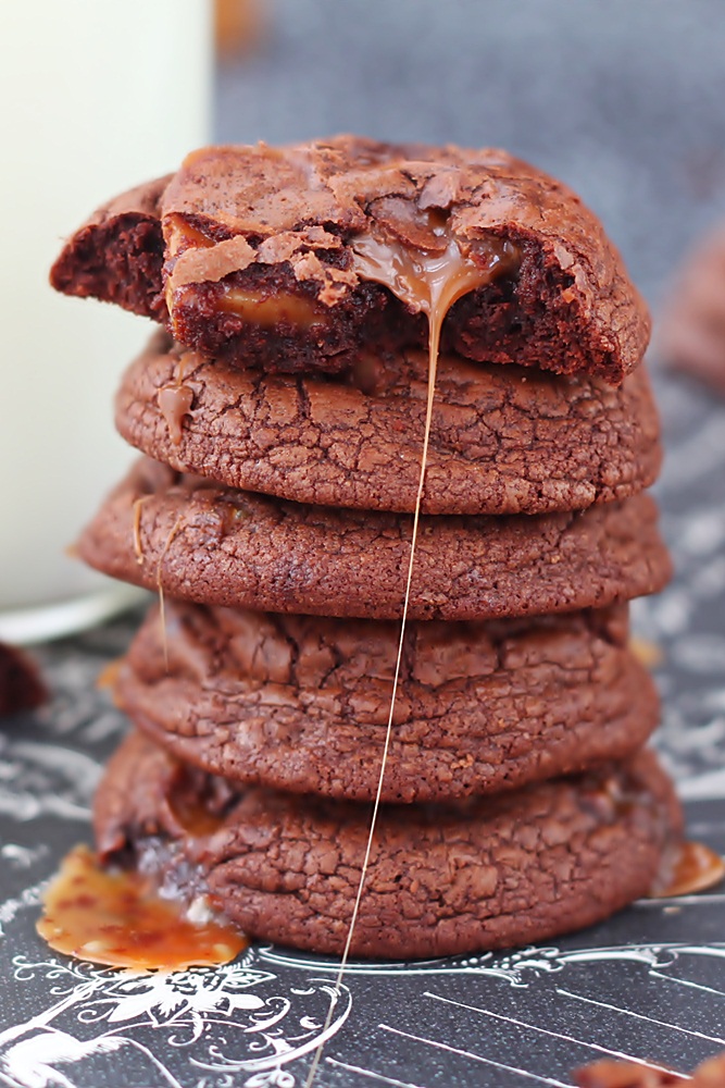 Caramel chocolate fudge brownie cookies