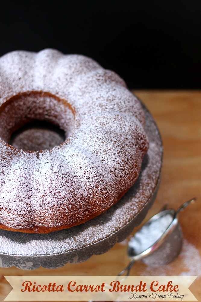 An easy recipe from eggless ricotta carrot cake.  The ricotta cheese and shredded carrot make this cake soft and tender with a spicy kick from the cinnamon, nutmeg and ground ginger