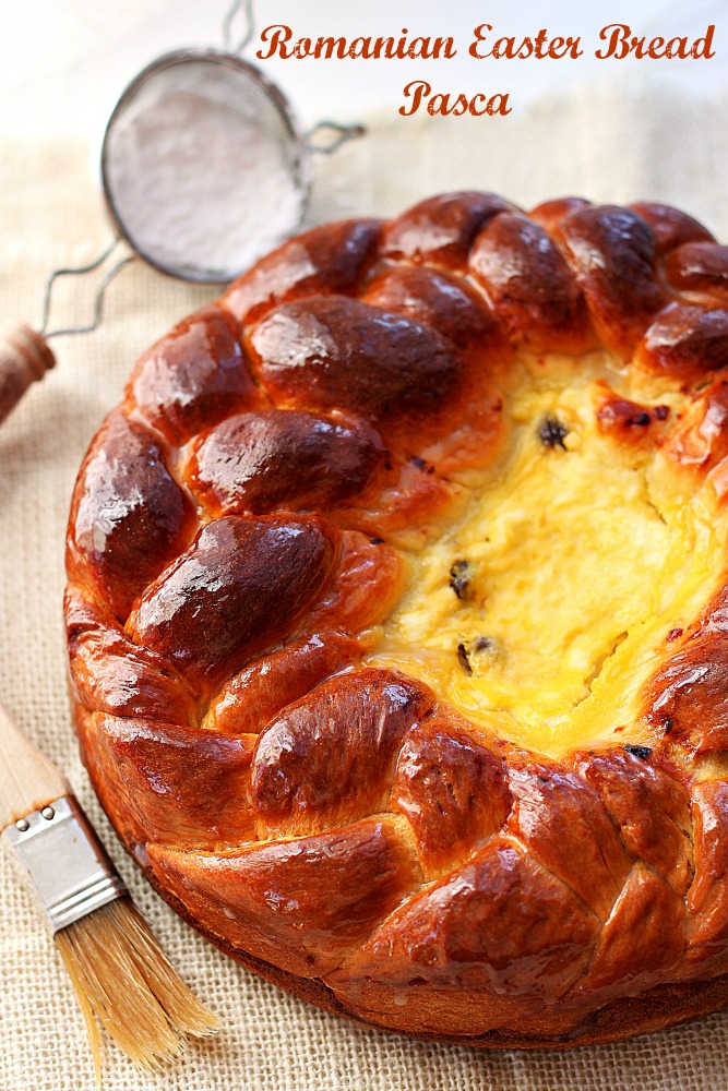 Pasca - Romanian Easter Bread from Roxanashomebaking.com Sweet, soft, enriched yeast bread baked in a springform with a cheese filling inside