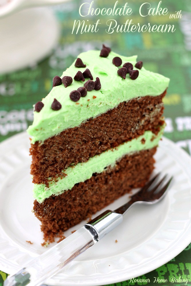 Chocolate cake with mint buttercream from Roxanashomebaking.com