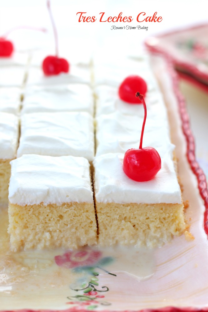 Tres leches cake is a sponge cake soaked in three types of milk and topped with whipped cream, this simple, easy and perhaps the moistest cake you’ll ever have had, has a unique flavor you cannot find in any other cakes. 