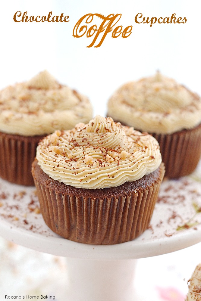 Chocolate coffee cupcakes with coffee buttercream frosting