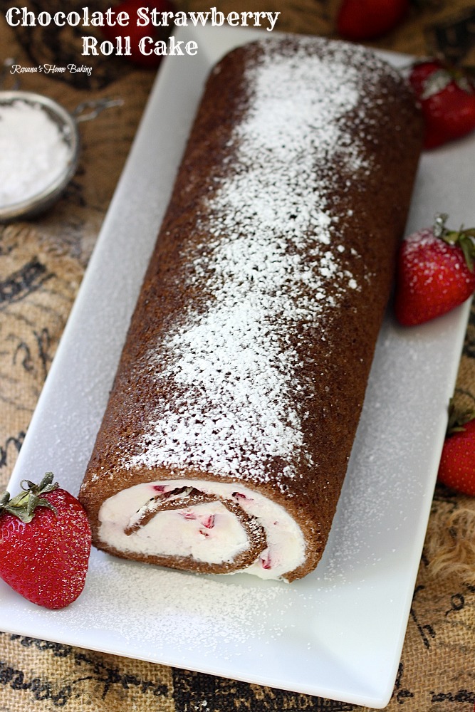 Chocolate strawberry roll cake recipe