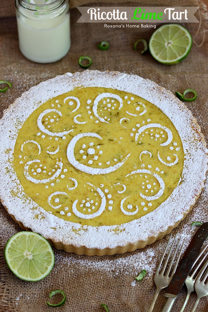 Creamy ricotta meets crunchy almonds and refreshing lime in this light tart, perfect for spring-summer dinner parties. Recipe from Roxanashomebaking.com