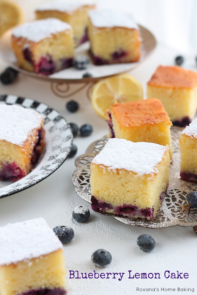 Blueberry lemon cake recipe from Roxanashomebaking.com Delicious, sweet and light, blueberry cake soaked in a lemon syrup overnight to infuse the citrus flavors, making it the perfect summer cake.