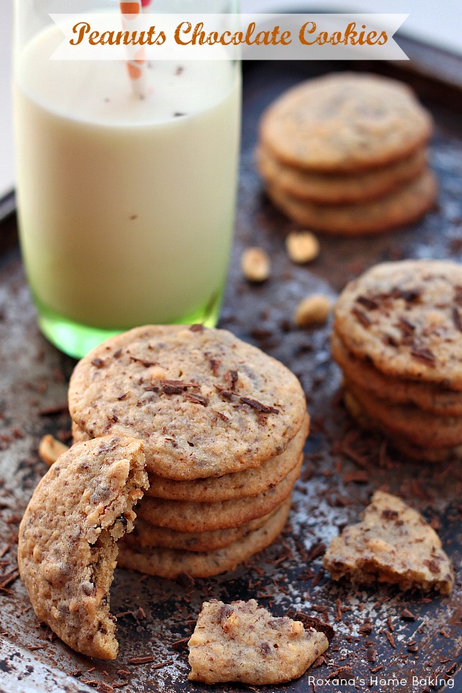 Peanut chocolate cookies from Roxanashomebaking.com Crisp and chewy cookies loaded with grated chocolate and chopped peanuts. Move over peanut butter, there's a new trend in town!