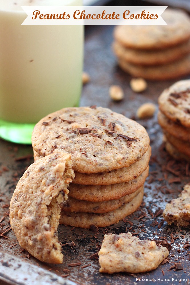 Peanut chocolate cookies from Roxanashomebaking.com Crisp and chewy cookies loaded with grated chocolate and chopped peanuts. Move over peanut butter, there's a new trend in town!