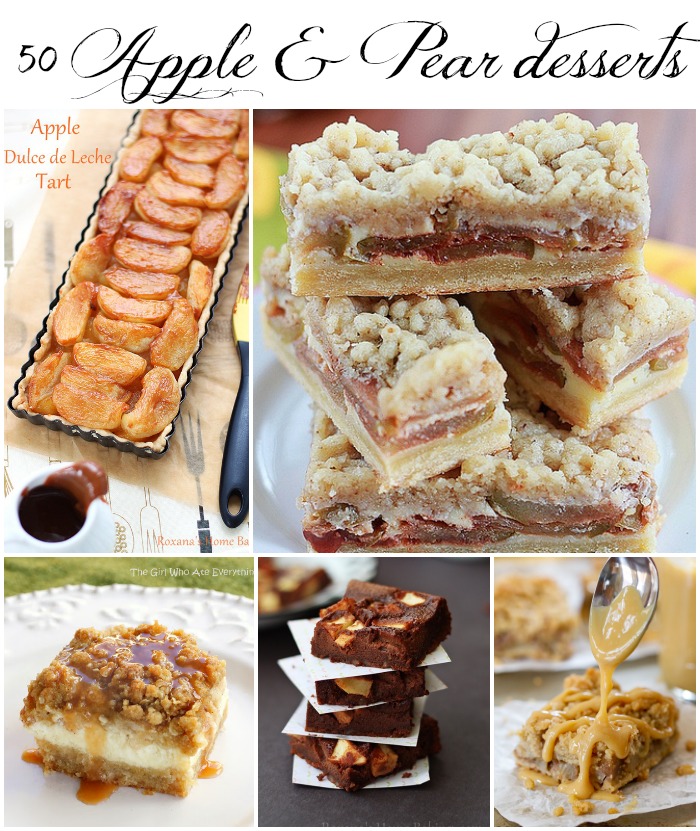 50 apple and pear desserts featured at Roxanashomebaking.com