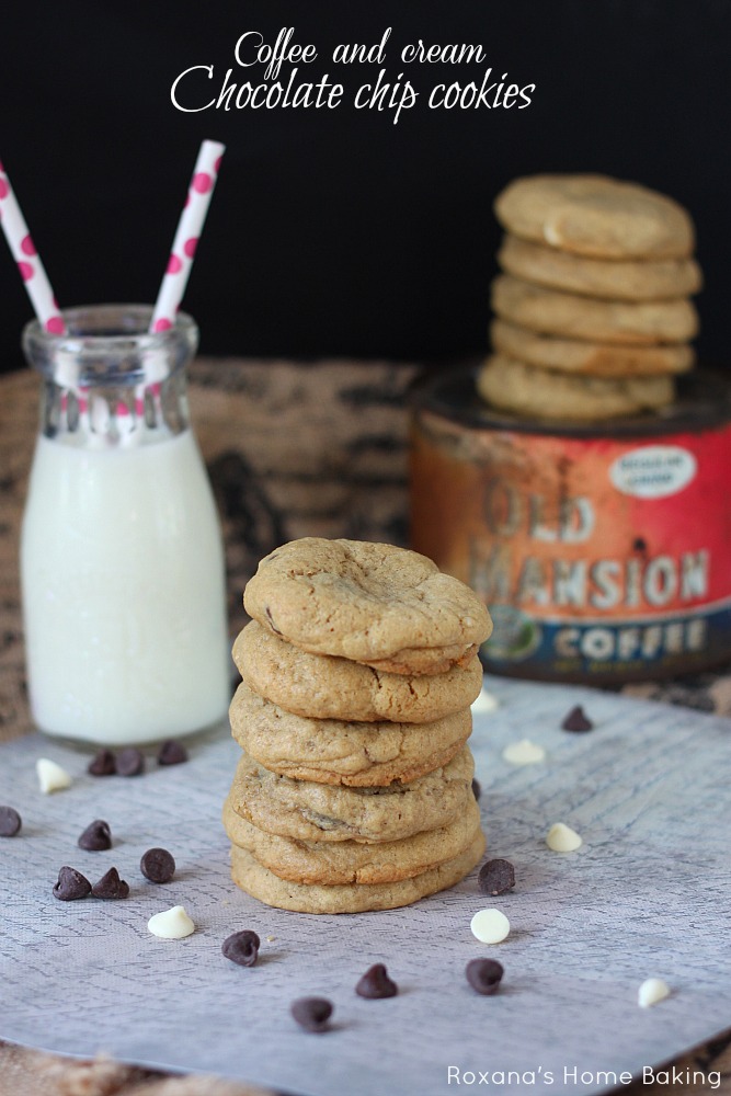 Classic soft and chewy chocolate chip cookies with a touch of coffee and cream - instant coffee powder, semisweet chocolate chip and white chocolate chips will make these cookies your favorite coffee treat!