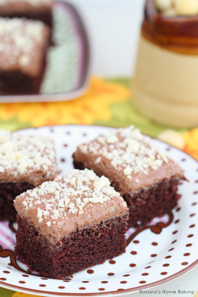 Frosted chocolate buttermilk sheet cake