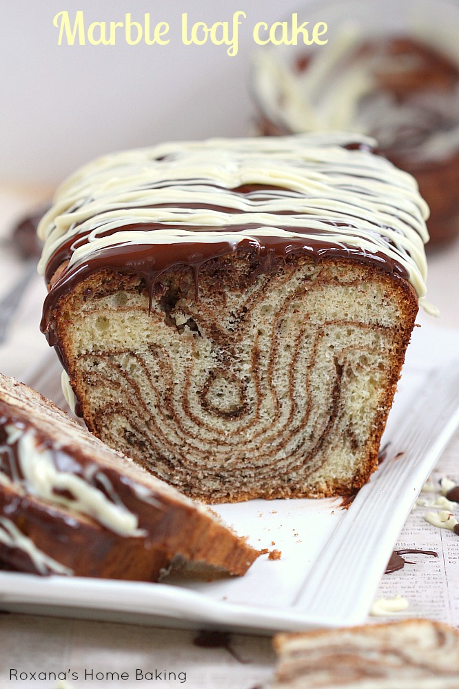 Chocolate and vanilla marble loaf cake from Roxanashomebaking.com