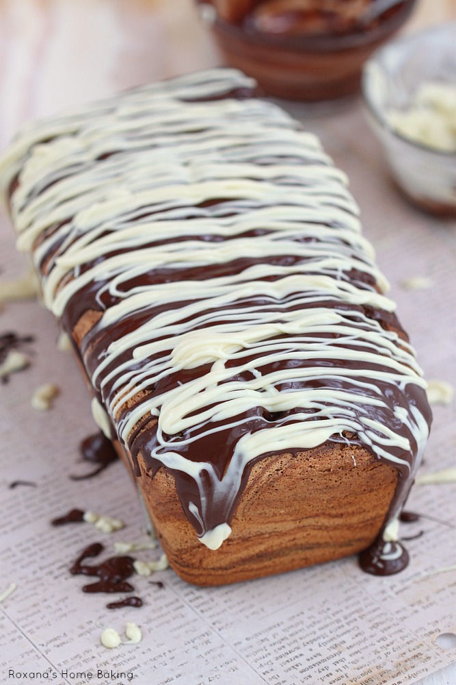 chocolate and vanilla marble loaf cake