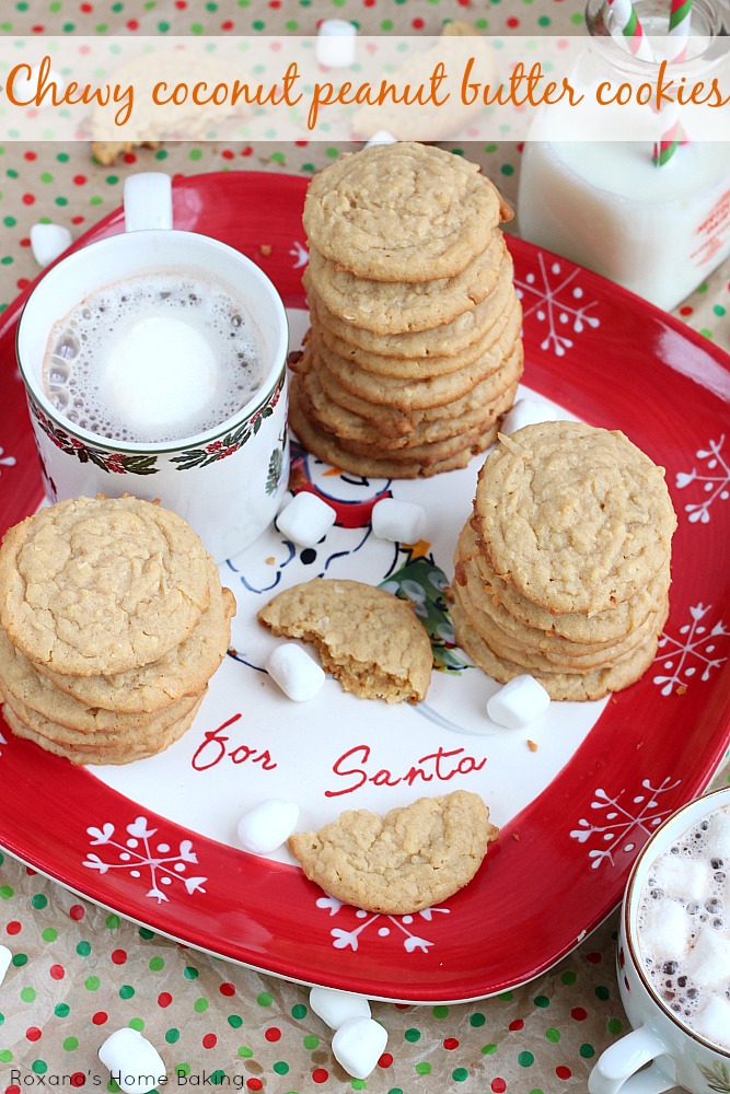 Bake a batch of these chewy coconut peanut butter cookies out for Santa and he'll leave you all the gifts you want! Yes, they are THAT good!!!