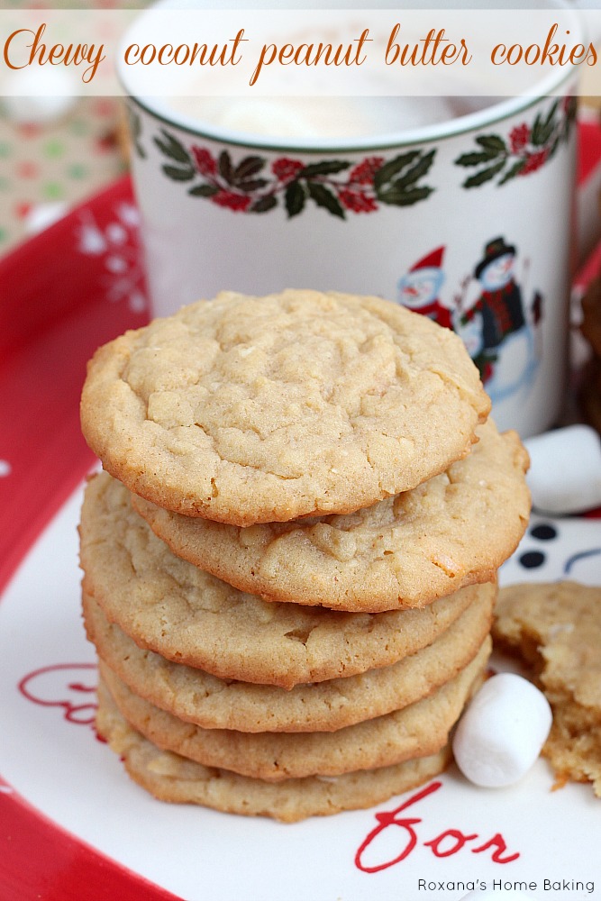 Chewy coconut peanut butter cookies