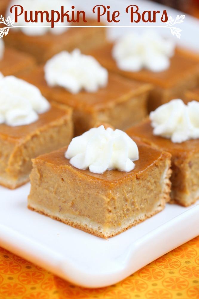 Made with a rich and creamy filling, these pumpkin pie bars are a delicious twist of the classic pie and a nice way to feed a crowd without being too messy!