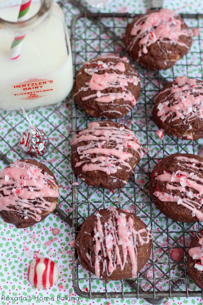 The star of this year's cookie exchange - rich, fudgy chocolate cookies packed with chopped candy cane kisses