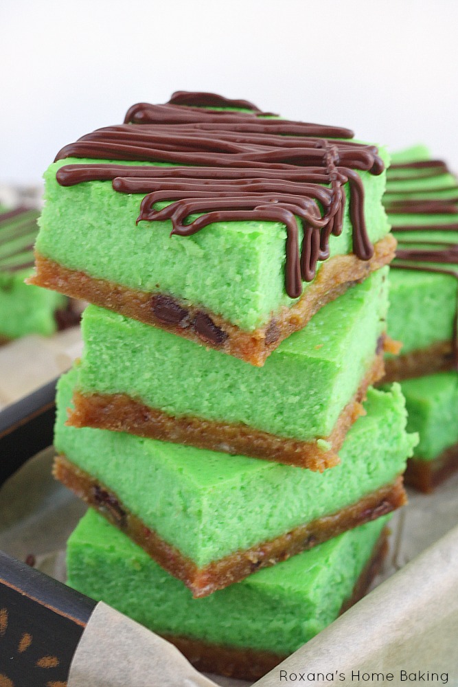 Grasshopper cheesecake bars