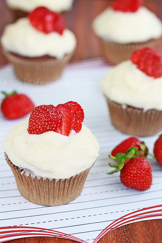 Chocolate Strawberry Cupcakes with Mascarpone Frosting