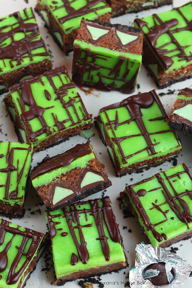 Better than thin mints, mint truffle brownie cheesecake bars