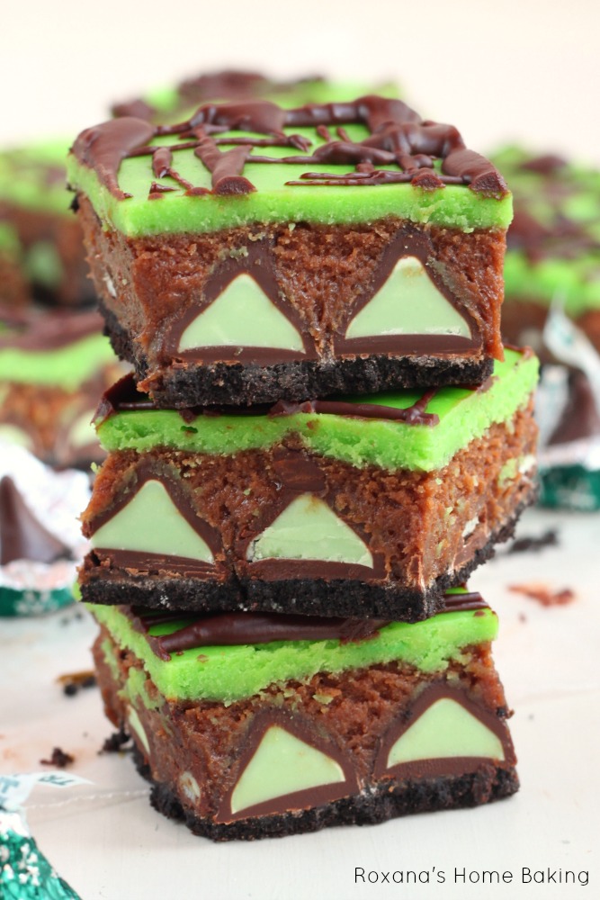 Mint truffle brownie cheesecake bars 