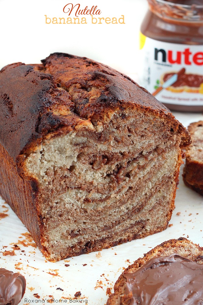 Nutella swirl banana bread recipe from Roxanashomebaking.com