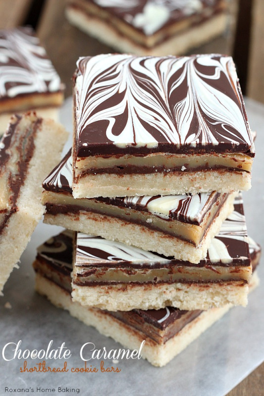 chocolate caramel shortbread cookie bars recipe 2