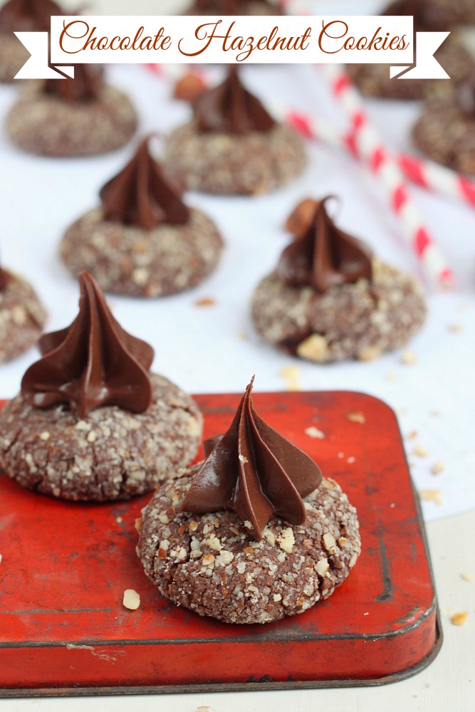 Chocolate hazelnut cookies topped with smooth chocolate hazelnut spread
