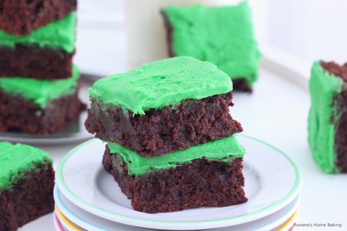 Frosted Holiday Mint M&M Brownies - Taste of the Frontier