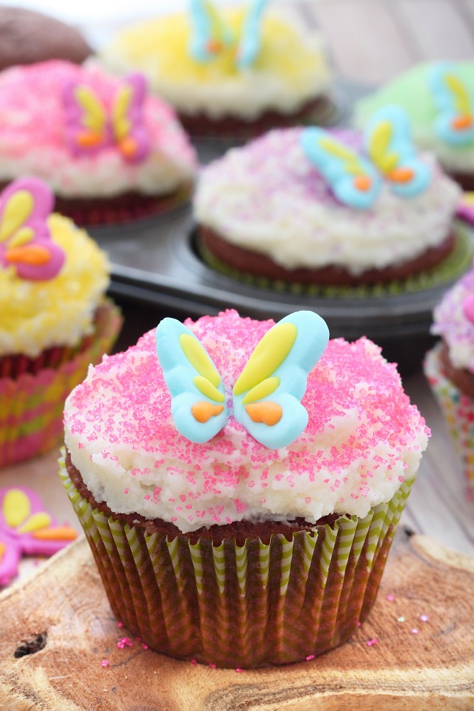 Garden fairy chocolate almond cupcakes