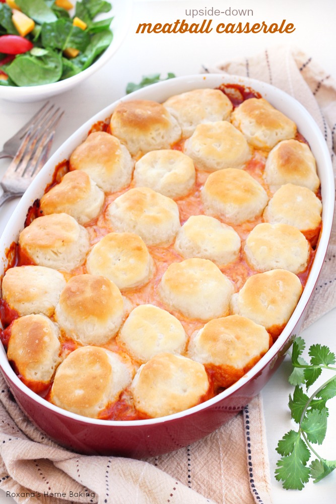 A simple recipe for upside down meatball casserole. With less than 15 minutes of prep time, this hearty and satisfying casserole is comfort food at its best.