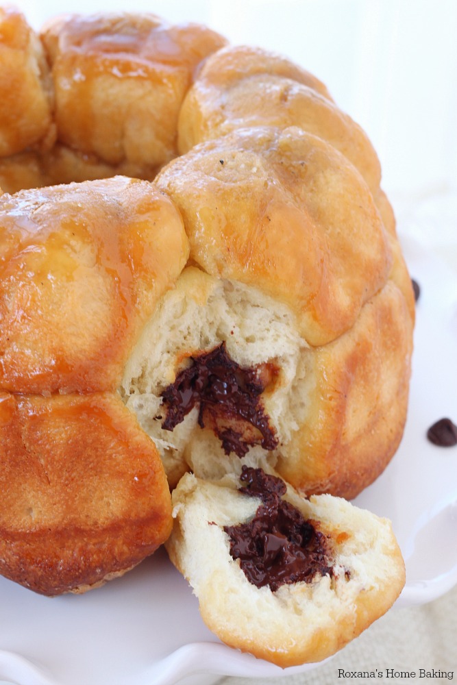 Sticky chocolate caramel monkey bread made completely from scratch