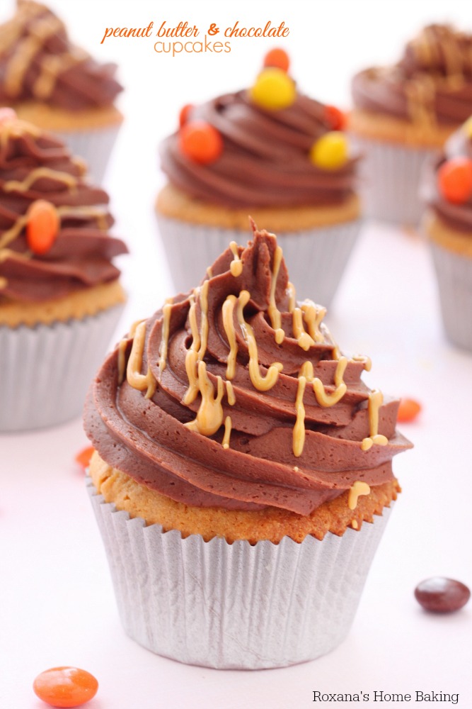 Peanut butter cupcakes with chocolate frosting