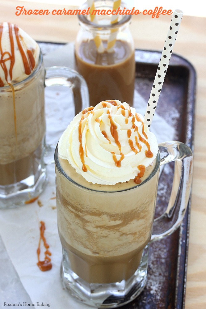 Frozen caramel macchiato coffee