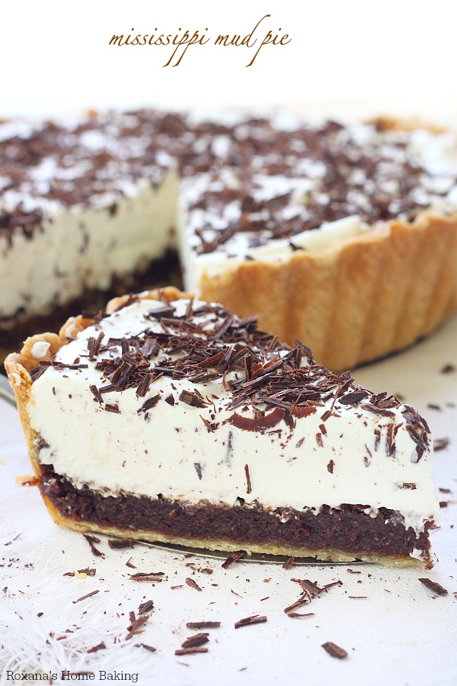 Flaky pie crust, incredible rich chocolate layer and light whipped cream make this Mississippi mud pie quite impossible for anyone to resist it. 