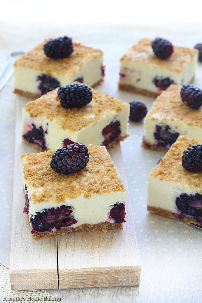 No bake blackberry bars recipe from Roxanashomebaking.com 