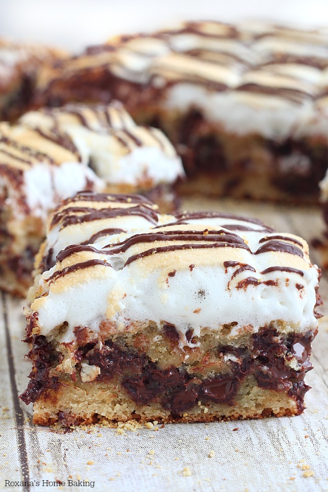 Smores coffee cake recipe from Roxanashomebaking.com 