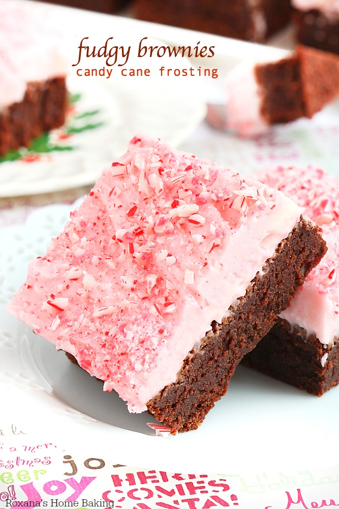 No one can resist these easy-to-make extra fudgy brownies topped with a generous amount of candy cane frosting. The perfect excuse to use those extra candy canes.
