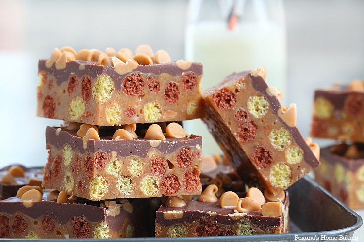 peanut butter and chocolate cereal bars recipe