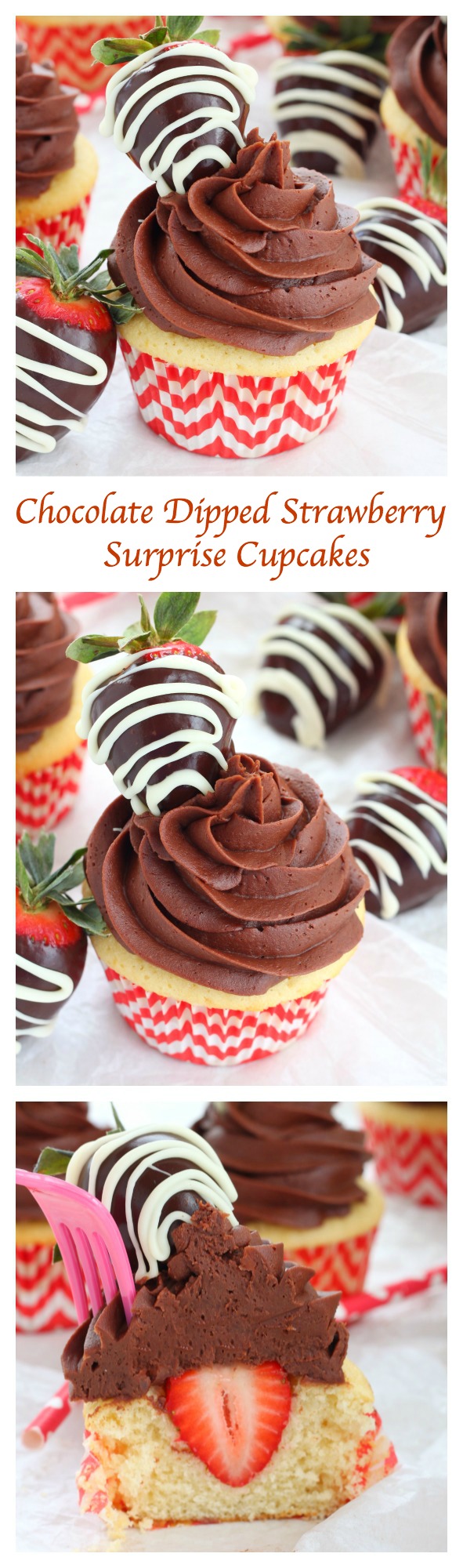 Chocolate and strawberry are a match made in heaven and these delicious, colorful, pretty-looking chocolate dipped strawberry surprise cupcakes are the perfect dessert to satisfy your sweet tooth's cravings! 