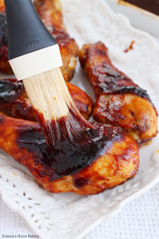 With just 5 minutes of prep time and less than 30 minutes in the oven, these full of flavor oven baked glazed chicken drumsticks are crispy on the outside and tender and moist on the inside!